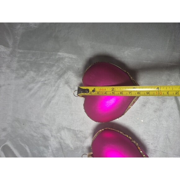 Set Of 2 Vitbis Glass Pink Jeweled Heart Shaped Ornaments Made In Poland - Picture 10 of 16